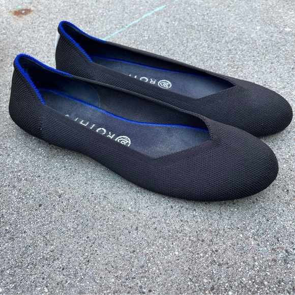 Rothy’s The Flat Rounded Toe Black Ballet Flats Women’s Size 9.5 preloved - Picture 6 of 6
